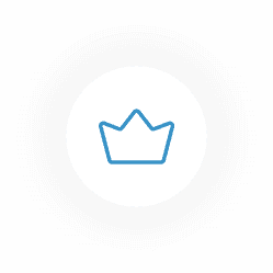 A picture of a crown in the middle of a circle.